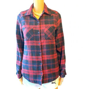 Ci Sono Plaid Collection Faux Sherpa Line Button Up Skacket Women Size S